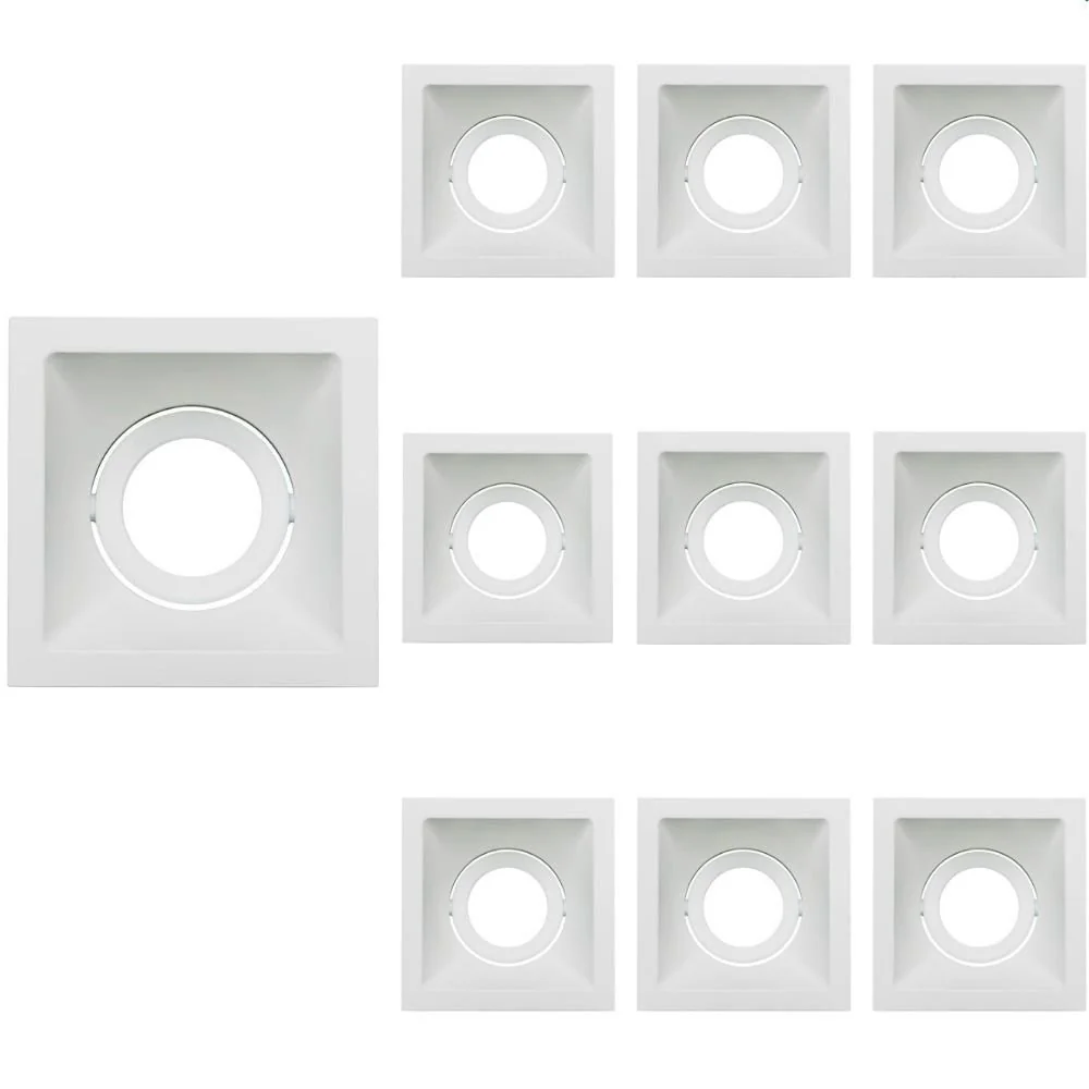 10 Spot De Embutir Recuado Stella Square Mr16 Gu10 Quadrado Bivolt Branco
