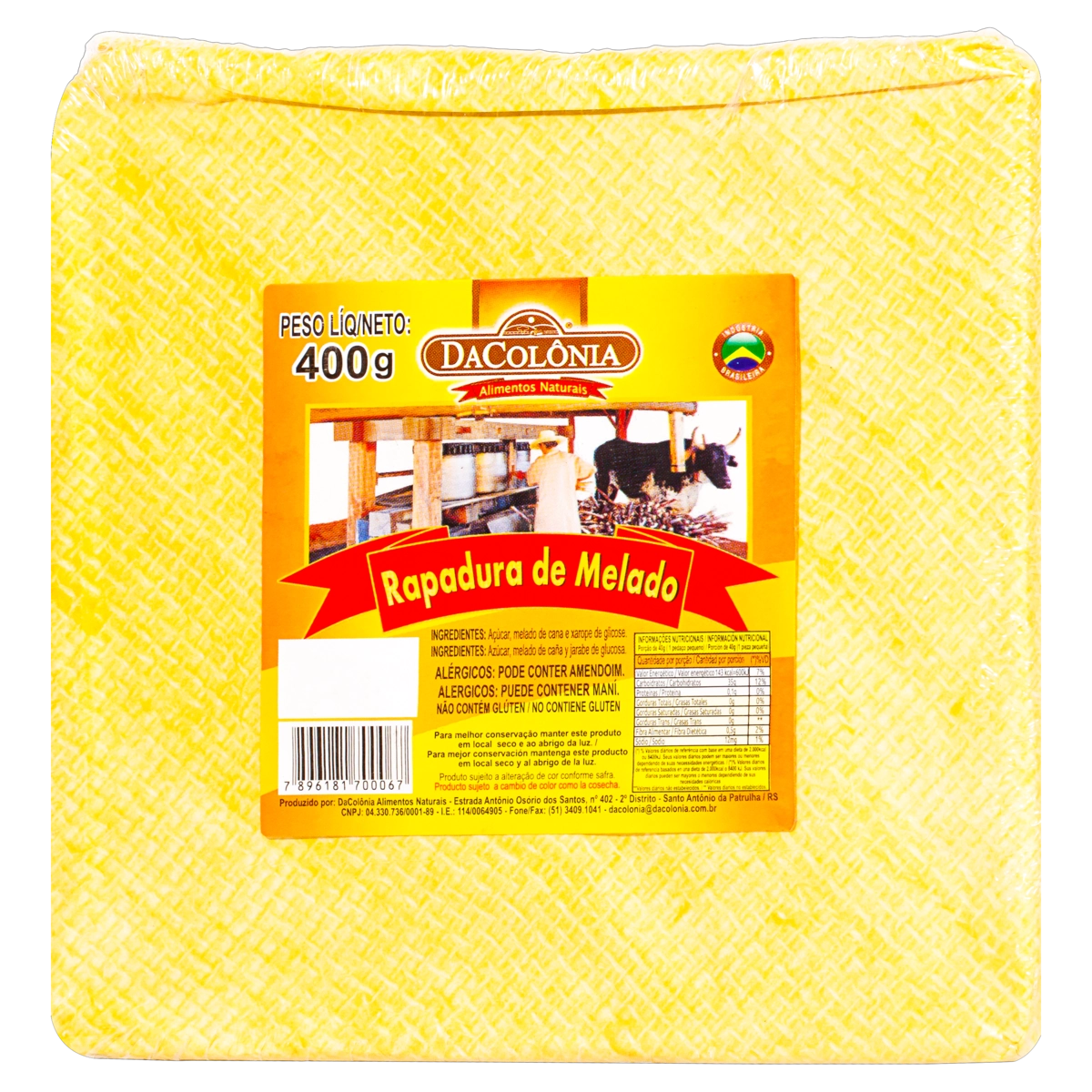 Rapadura De Melado Dacolônia 400g
