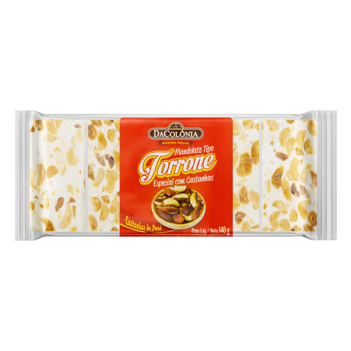 Mandolate Torrone Com Castanhas Dacolônia Pacote 140g