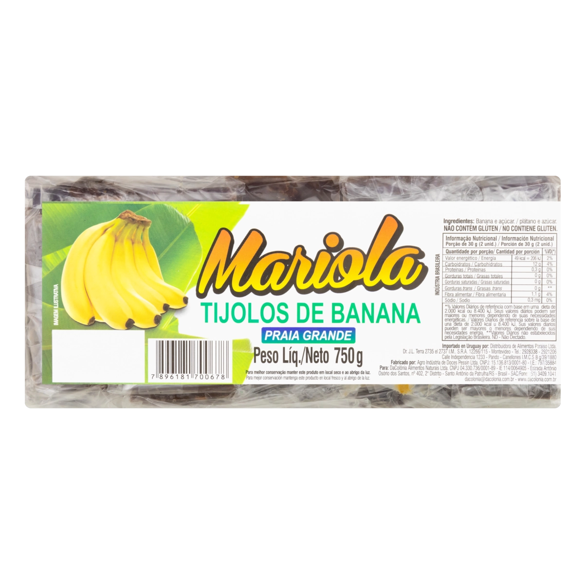 Mariola De Banana Praia Grande Pacote 750g
