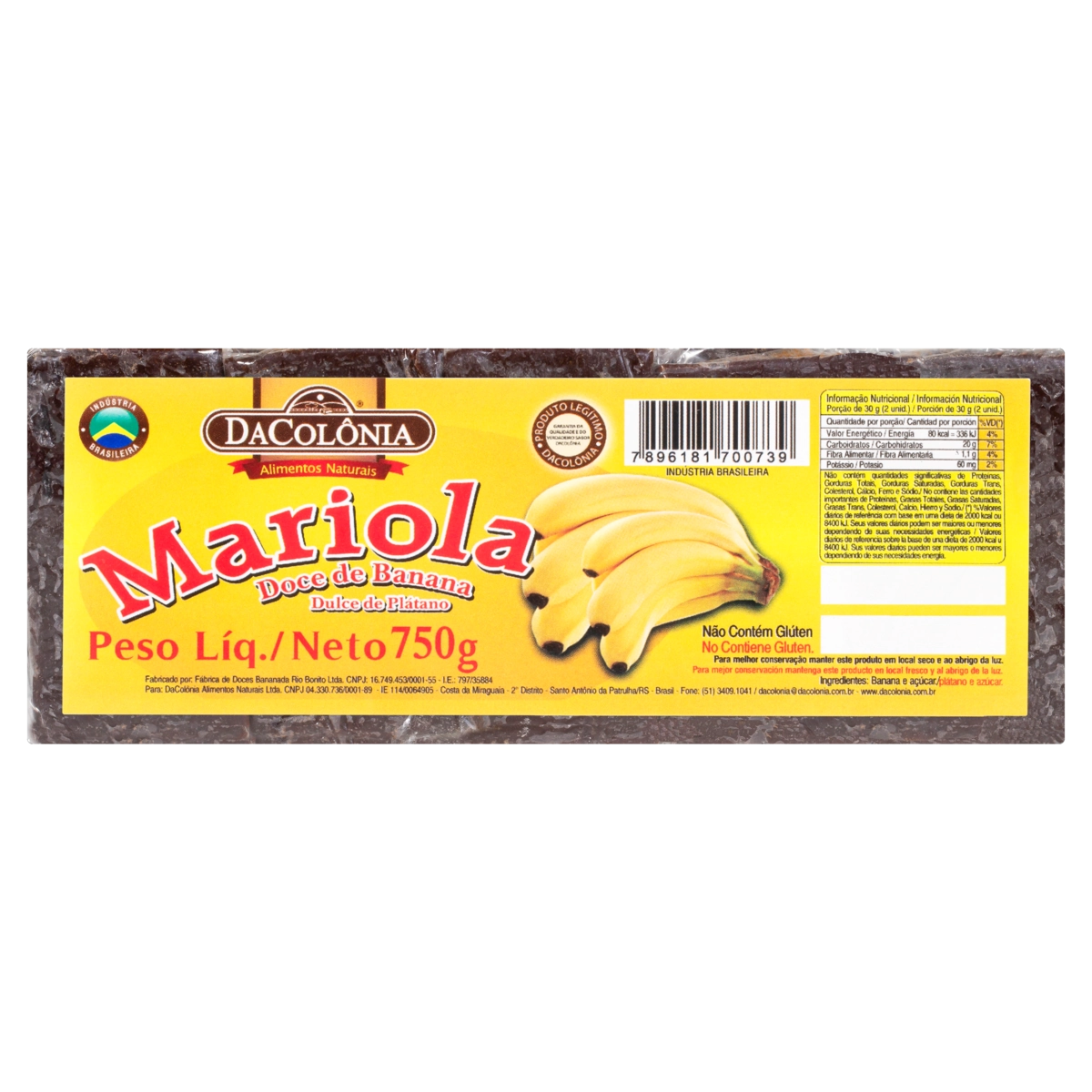 Mariola De Banana Dacolônia Pacote 750g