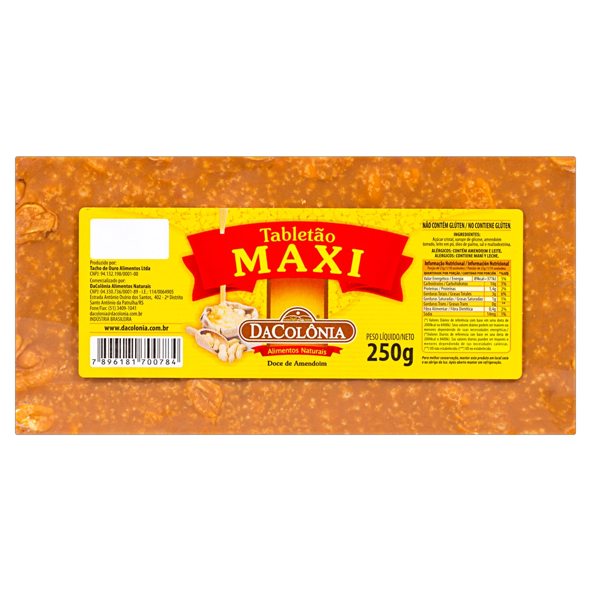 Doce De Amendoim Tabletão Maxi Dacolônia 250g