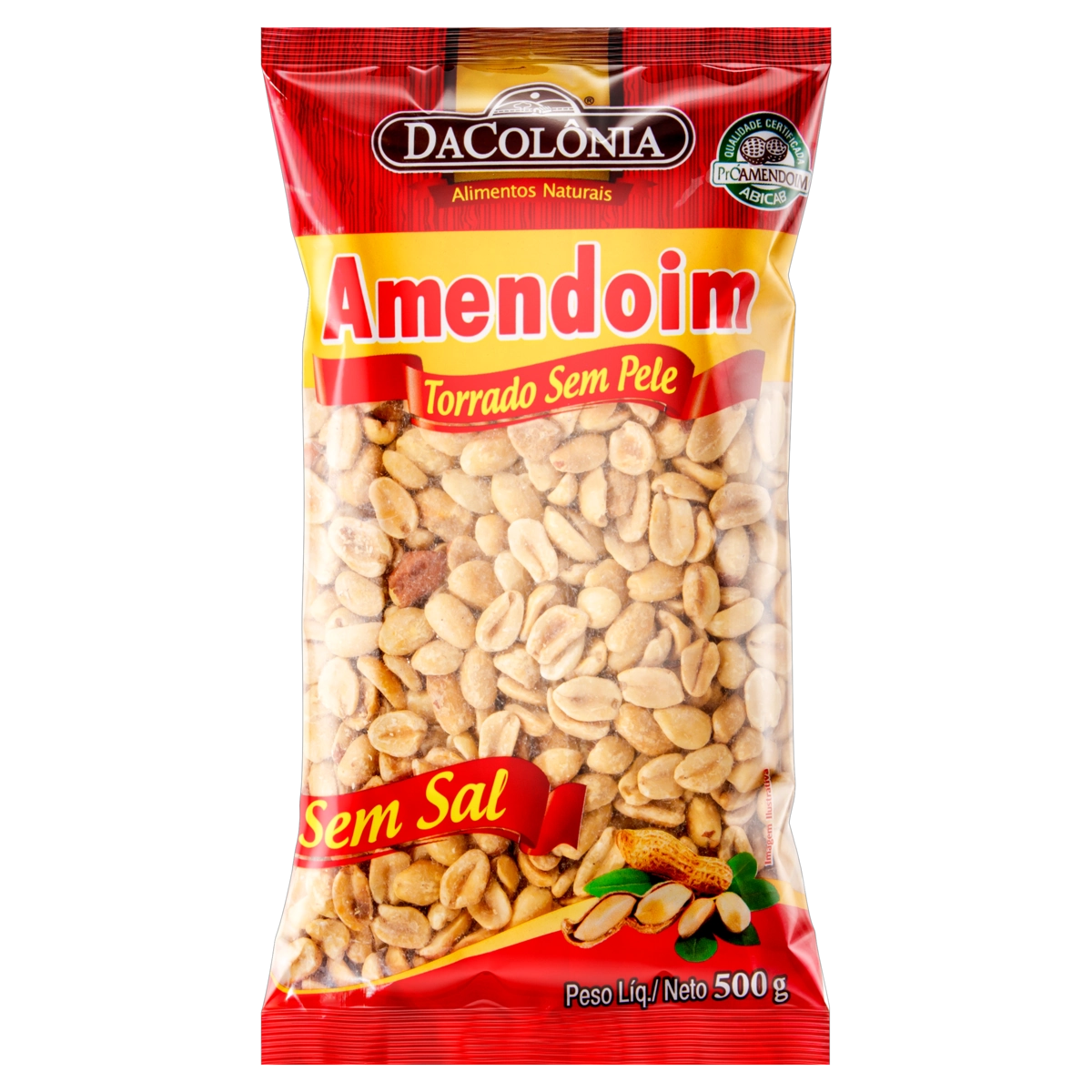 Amendoim Torrado Sem Pele Dacolônia Pacote 500g