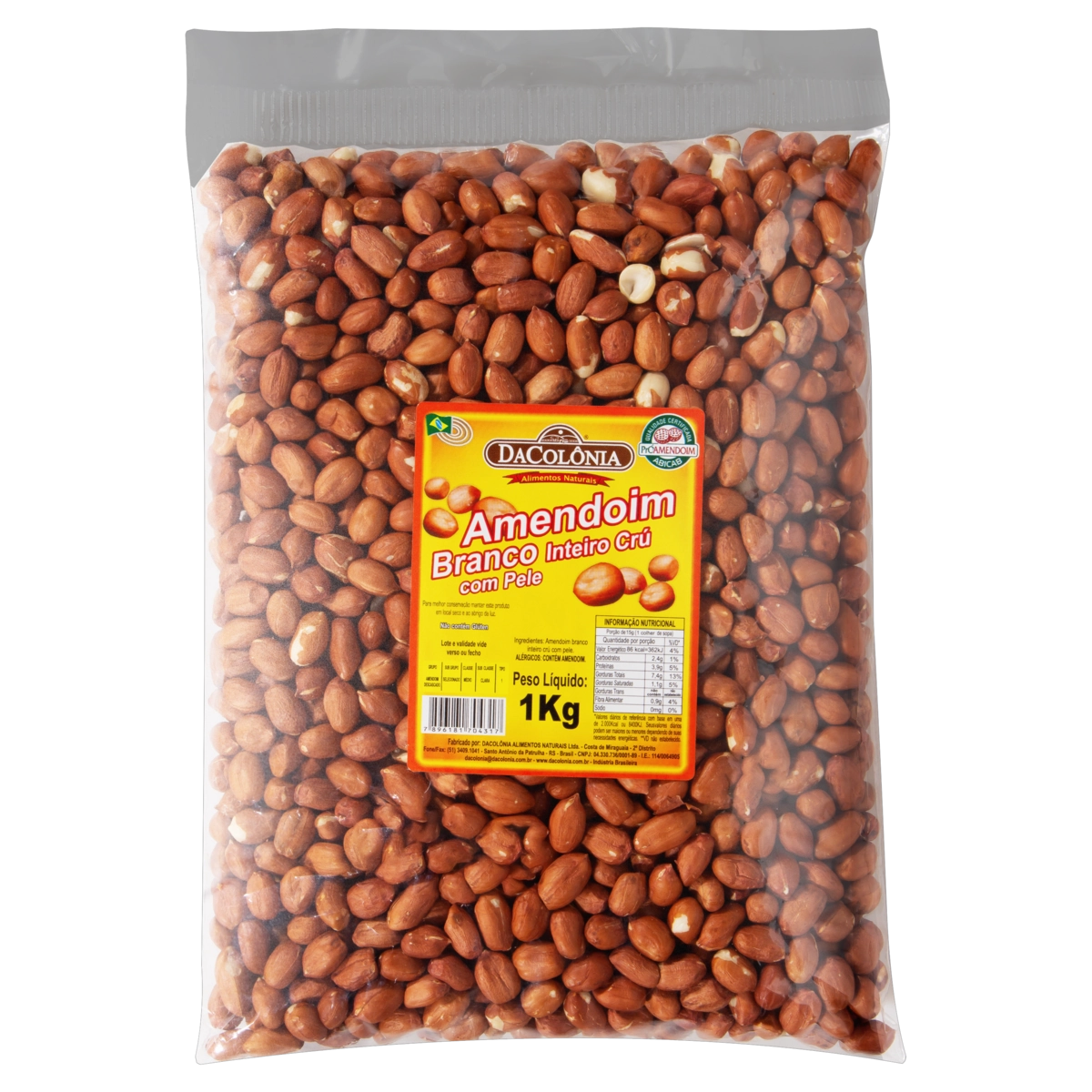Amendoim Branco Inteiro Cru Dacolônia Pacote 1kg