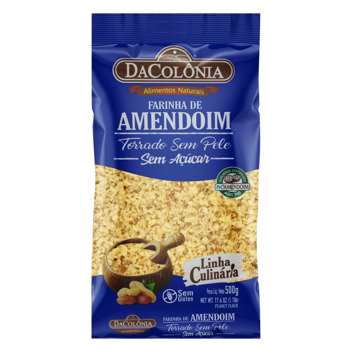 Farinha De Amendoim Torrado Integral Dacolônia Culinária Pacote 500g