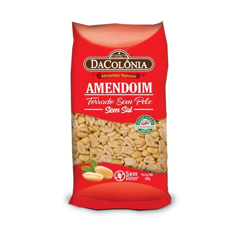 Amendoim Torrado Sem Pele Dacolônia Pacote 300g