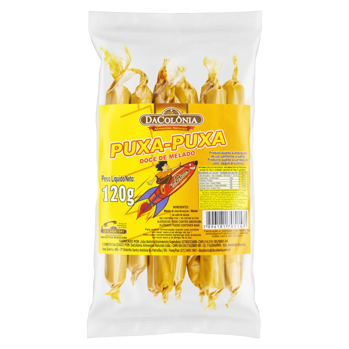 Doce De Melado Puxa Puxa Dacolônia Pacote 120g