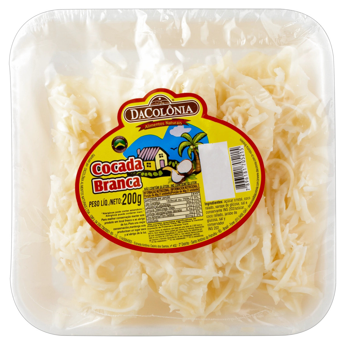 Cocada Branca Dacolônia Bandeja 200g
