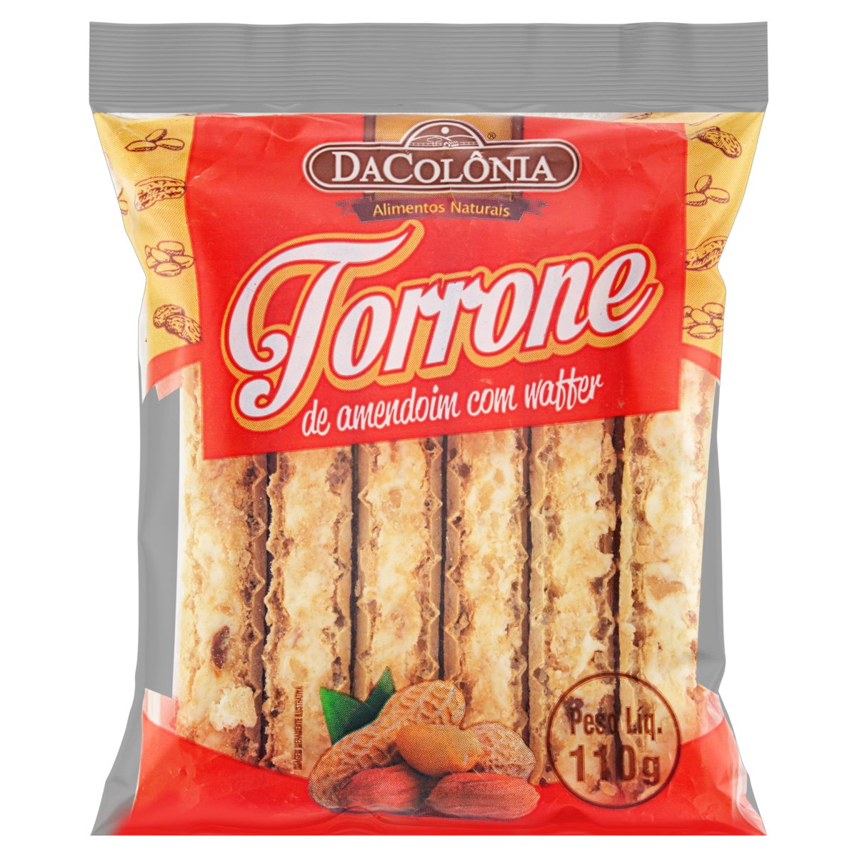 Torrone De Amendoim Com Waffer Dacolônia Pacote 110g
