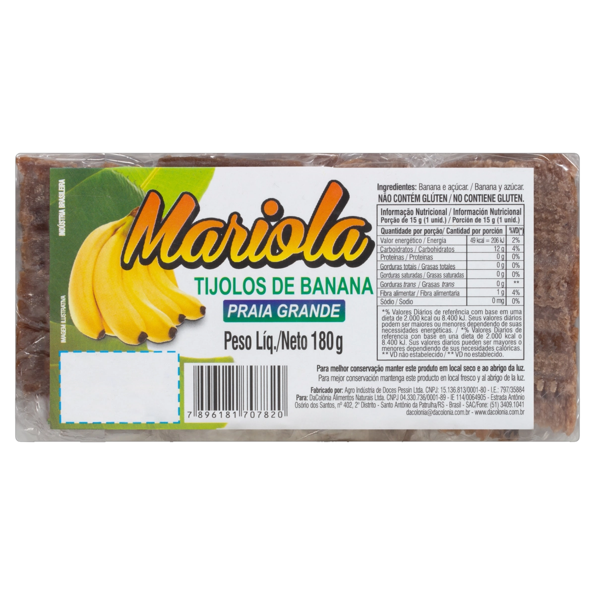 Mariola De Banana Praia Grande Pacote 180g