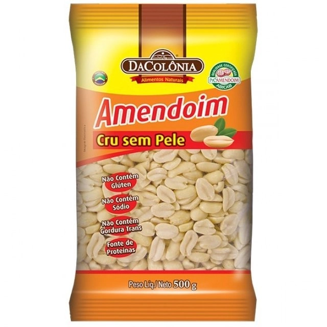 Amendoim Cru Sem Pele Dacolônia Pacote 500g