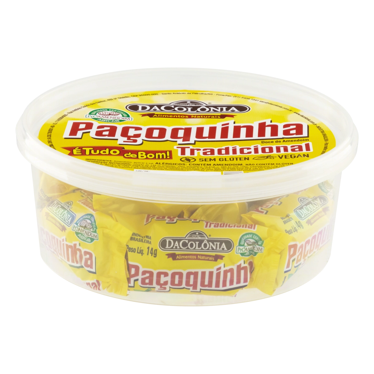 Pack Paçoquinha Tradicional Dacolônia Pote 140g 10 Unidades