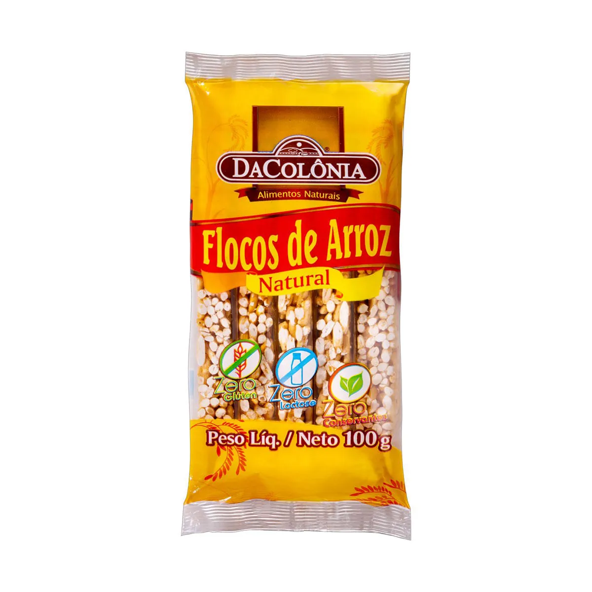 Flocos De Arroz Natural Zero Lactose Dacolônia Pacote 100g