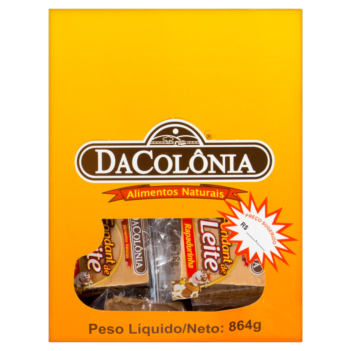 Fondant De Leite Rapadurinha Dacolônia Caixa 864g 48 Unidades