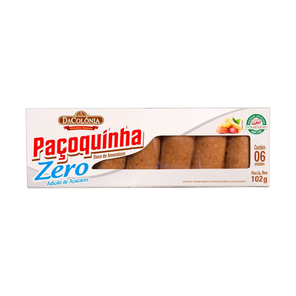 Pack Paçoquinha Dacolônia Pote 102g 6 Unidades