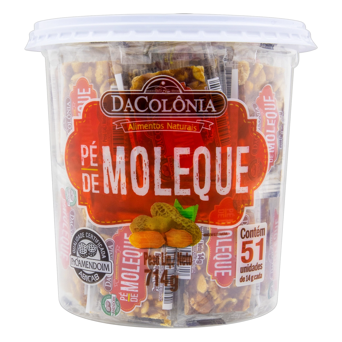 Pack Pé De Moleque Dacolônia Pote 714g 51 Unidades
