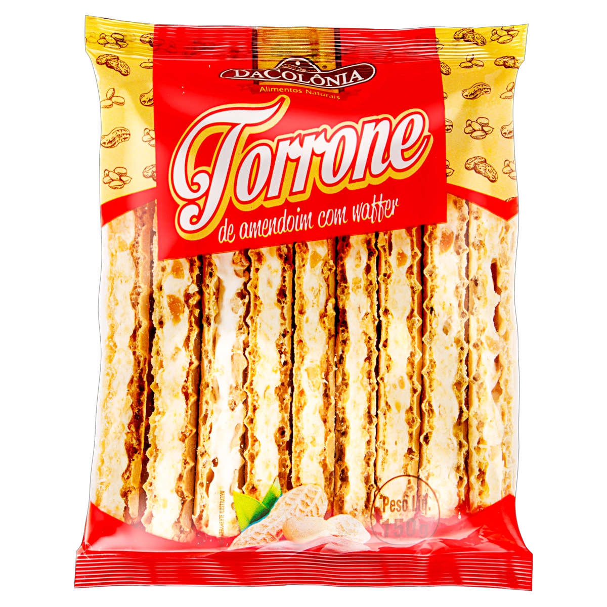 Torrone De Amendoim Com Waffer Dacolônia Pacote 150g
