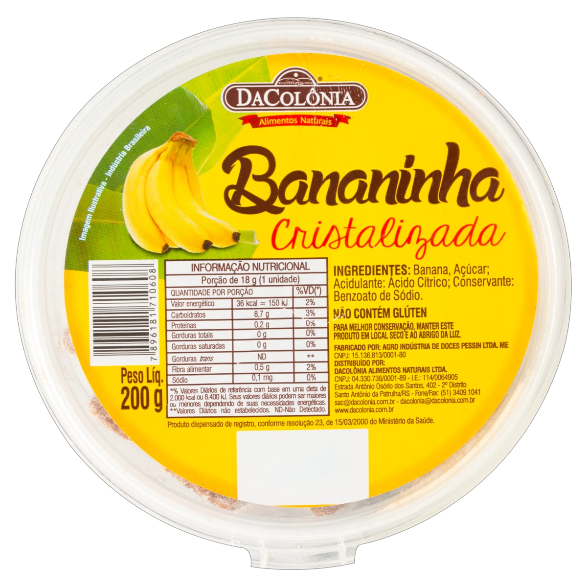 Bananinha Cristalizada Dacolônia Pote 200g