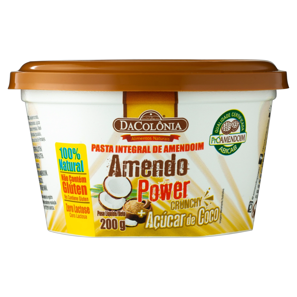 Pasta De Amendoim Crunchy Integral Zero Lactose Dacolônia Amendo Power Pote 200g