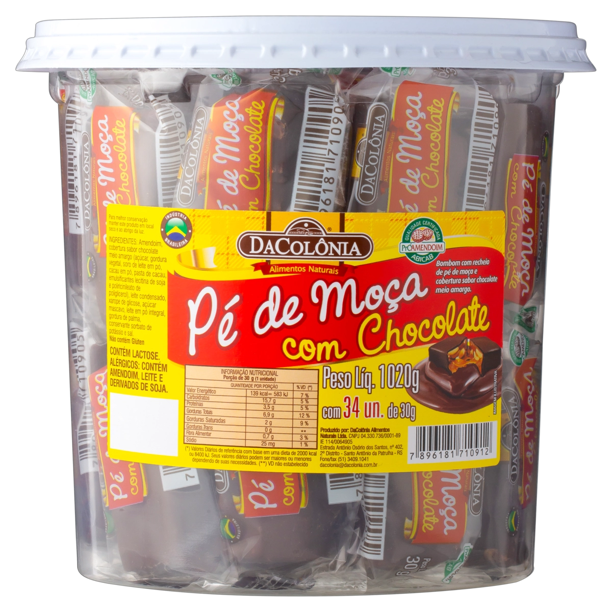 Pack Pé De Moça Com Chocolate Dacolônia Pote 1020g