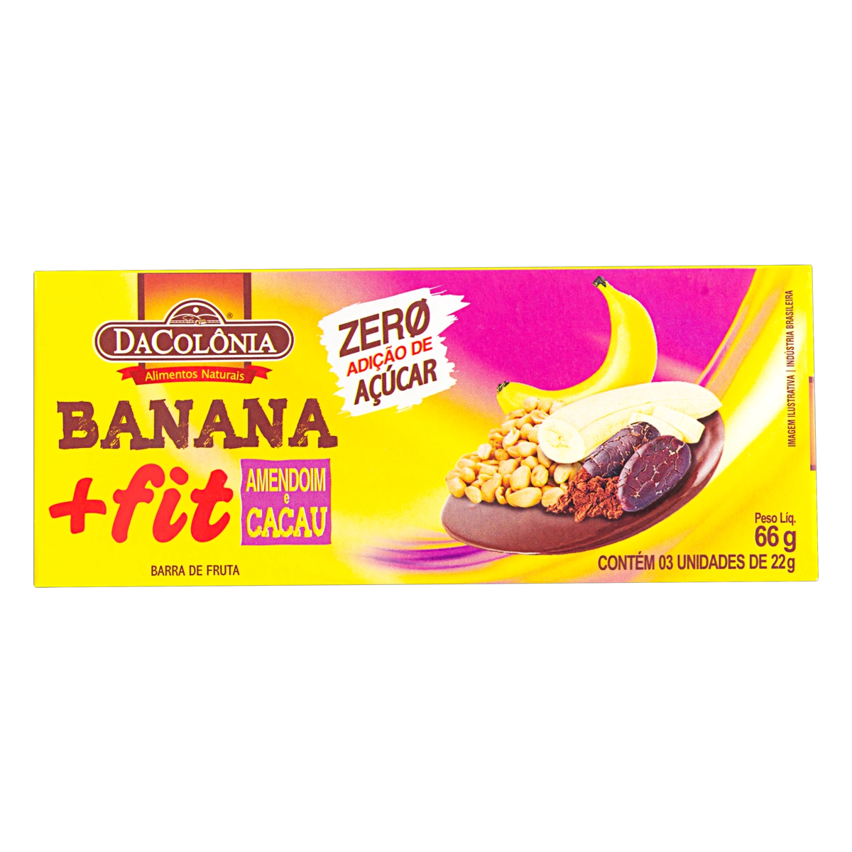 Pack Barra De Frutas Amendoim E Cacau Dacolônia Fit Caixa 66g 3 Unidades