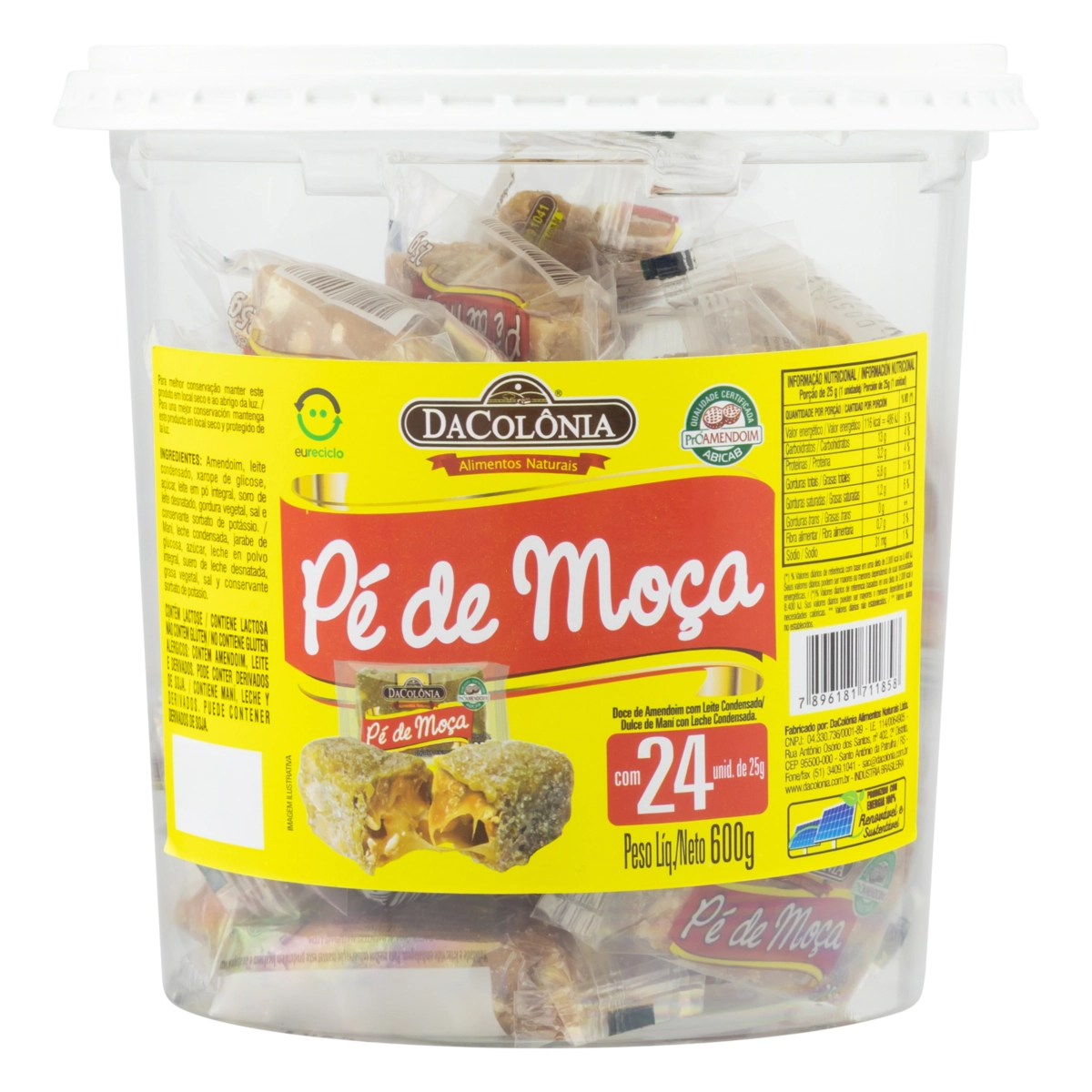 Pack Pé De Moça Dacolônia Pote 600g 24 Unidades