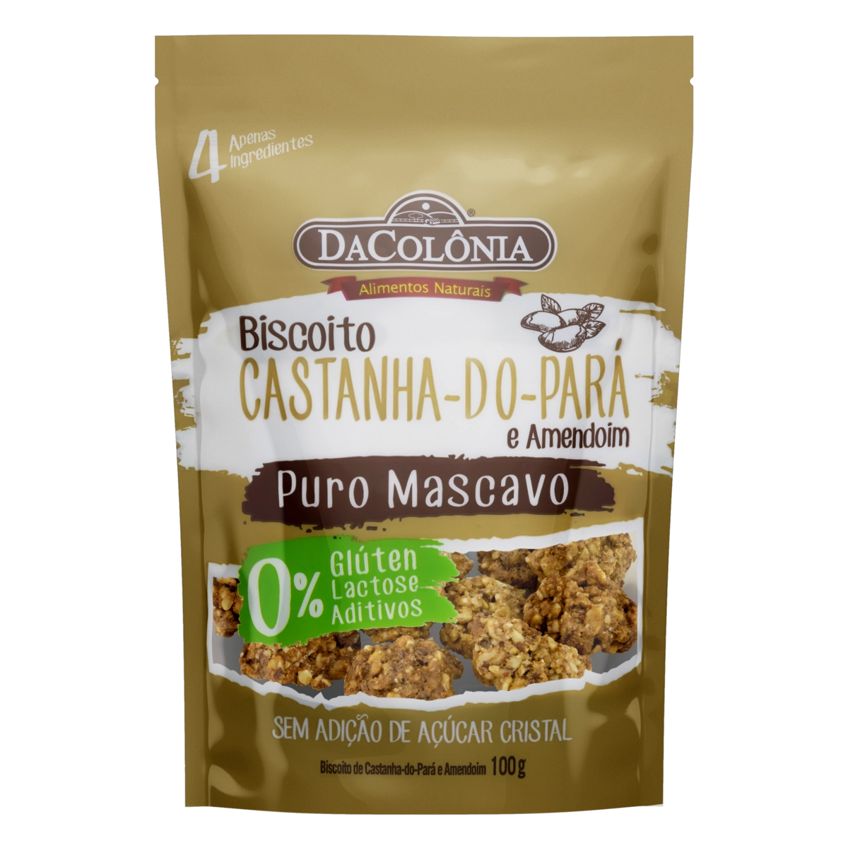 Biscoito Castanha Do Pará E Amendoim Sem Glúten Zero Lactose Dacolônia Pouch 100g