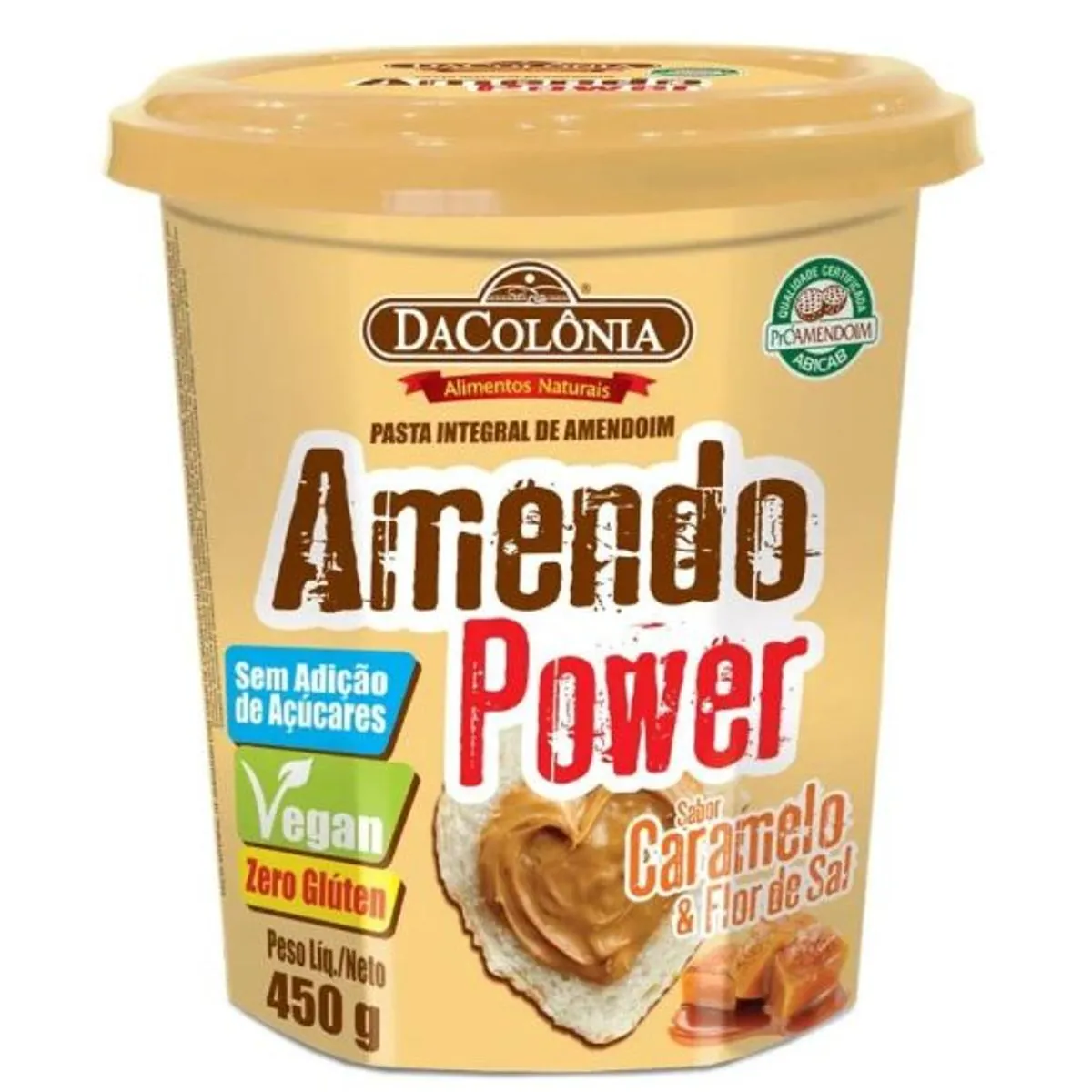 Pasta De Amendoim Integral Caramelo Flor De Sal Dacolônia Amendo Power Pote 450g