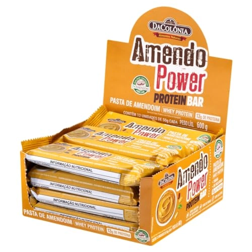 Barra De Proteína Pasta De Amendoim Dacolônia Amendo Power Protein Bar Caixa 600g 12 Unidades