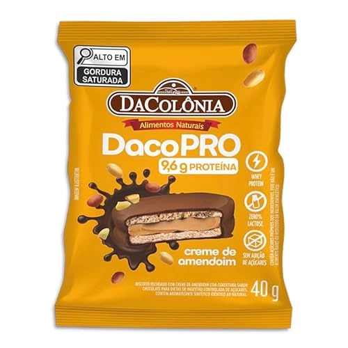 Biscoito Creme De Amendoim Zero Lactose Dacolônia Dacopro Caixa 480g 12 Unidades