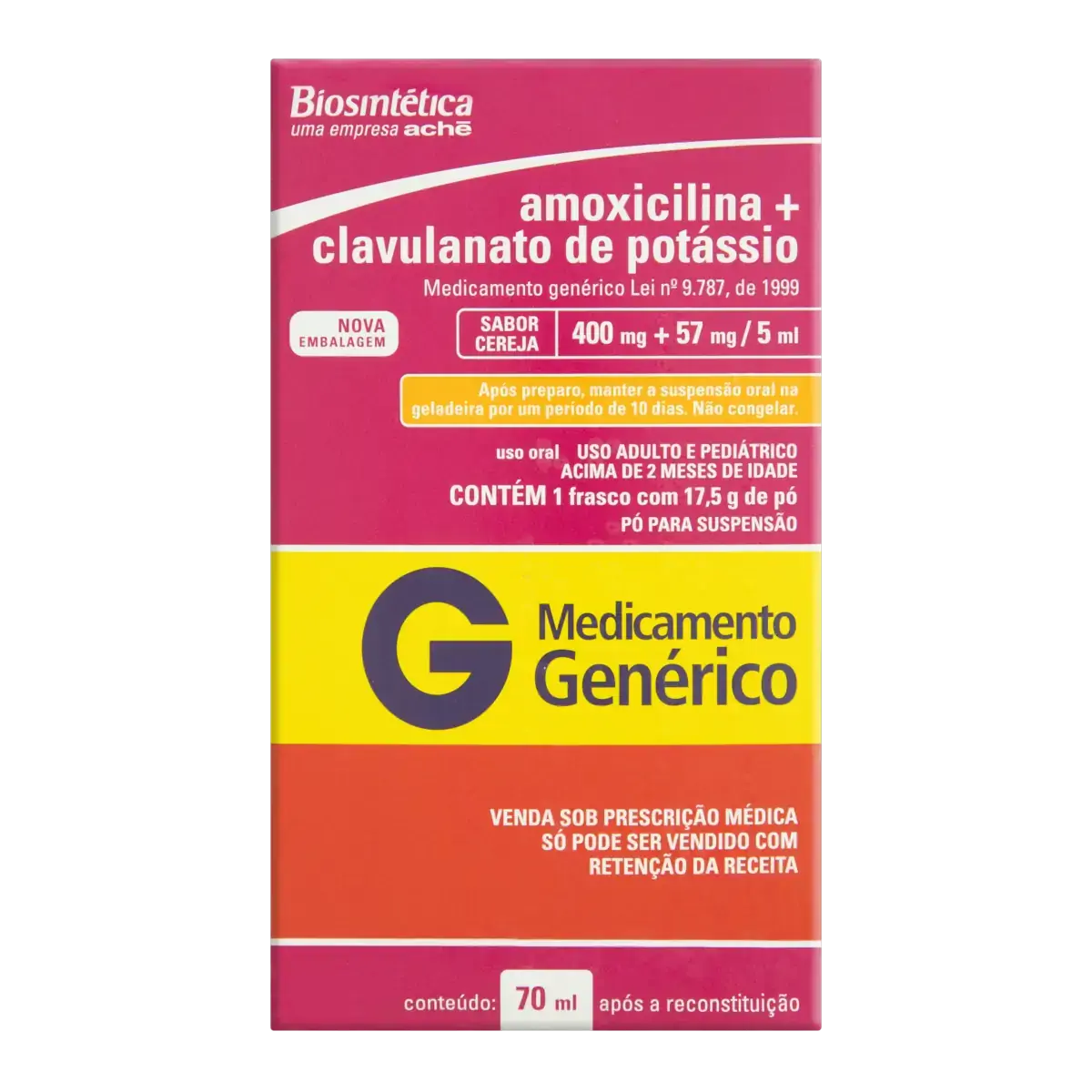Amoxicilina Clavulanato De Potássio Cereja Caixa Biosintética 70ml