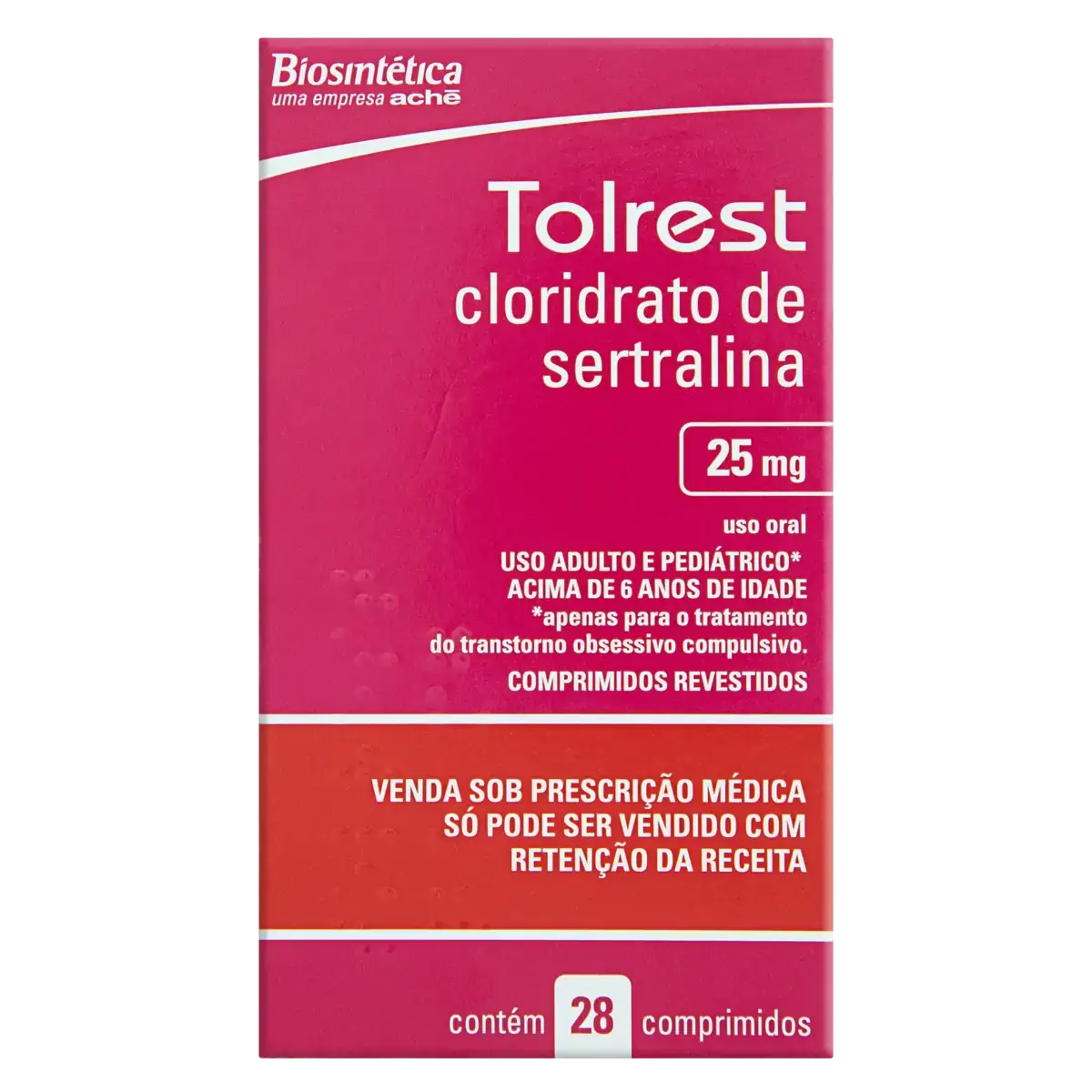 Tolrest 25mg Biosintética Caixa 28 Comprimidos Revestidos