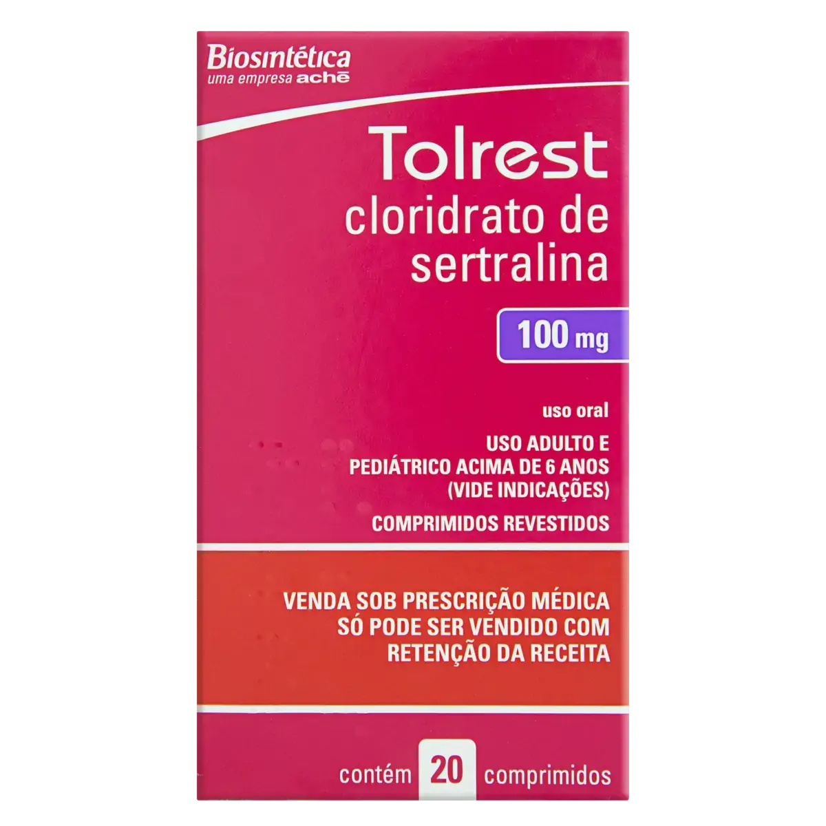 Tolrest 100mg Biosintética Caixa 20 Comprimidos Revestidos