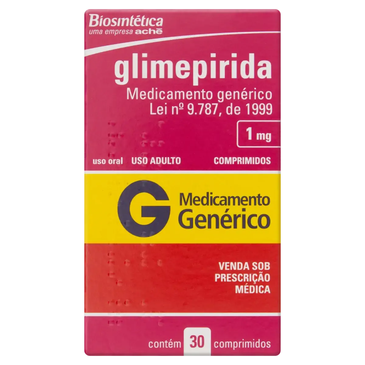 Glimepirida 1mg Aché Caixa 30 Comprimidos