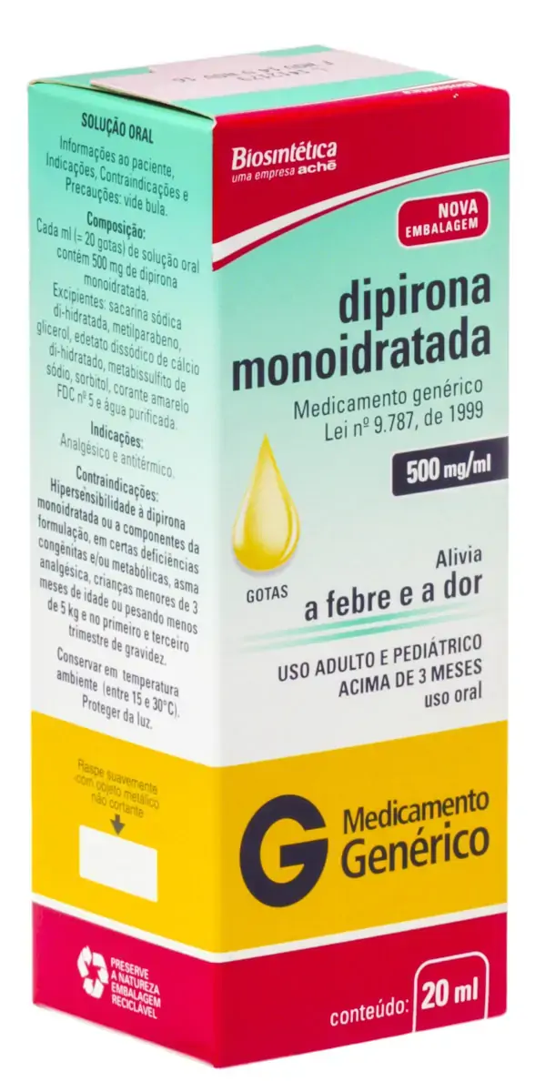 Dipirona Sódica 500 Mg/ml Gotas Biosintética Genérico
