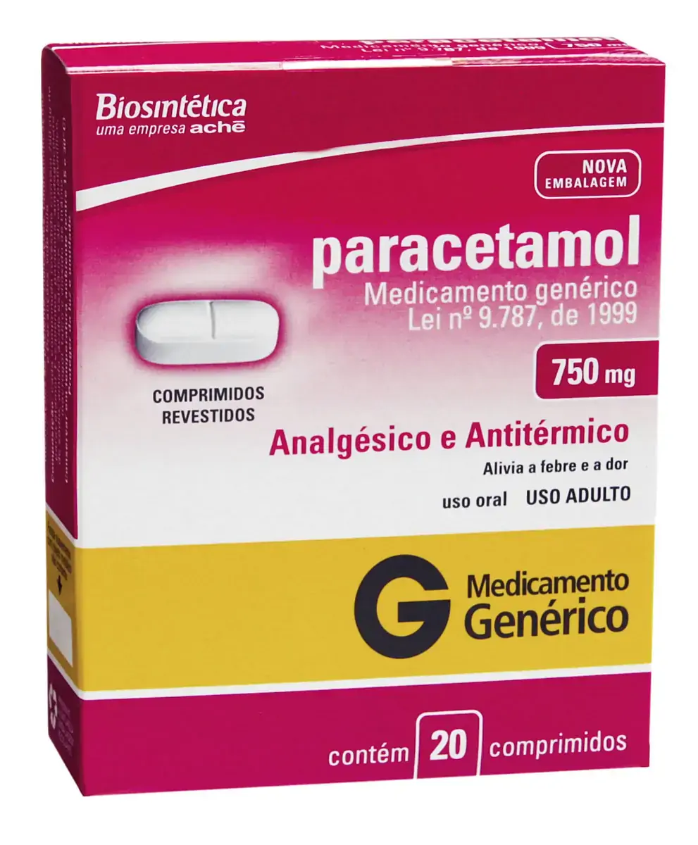 Paracetamol 750 Mg 20 Comprimidos Biosintética Genérico