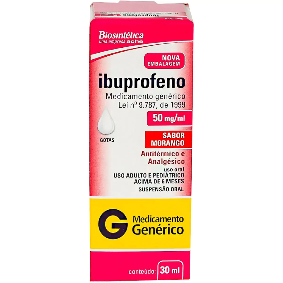 Ibuprofeno 50mg/ml Morango Aché Caixa 30ml Gotas