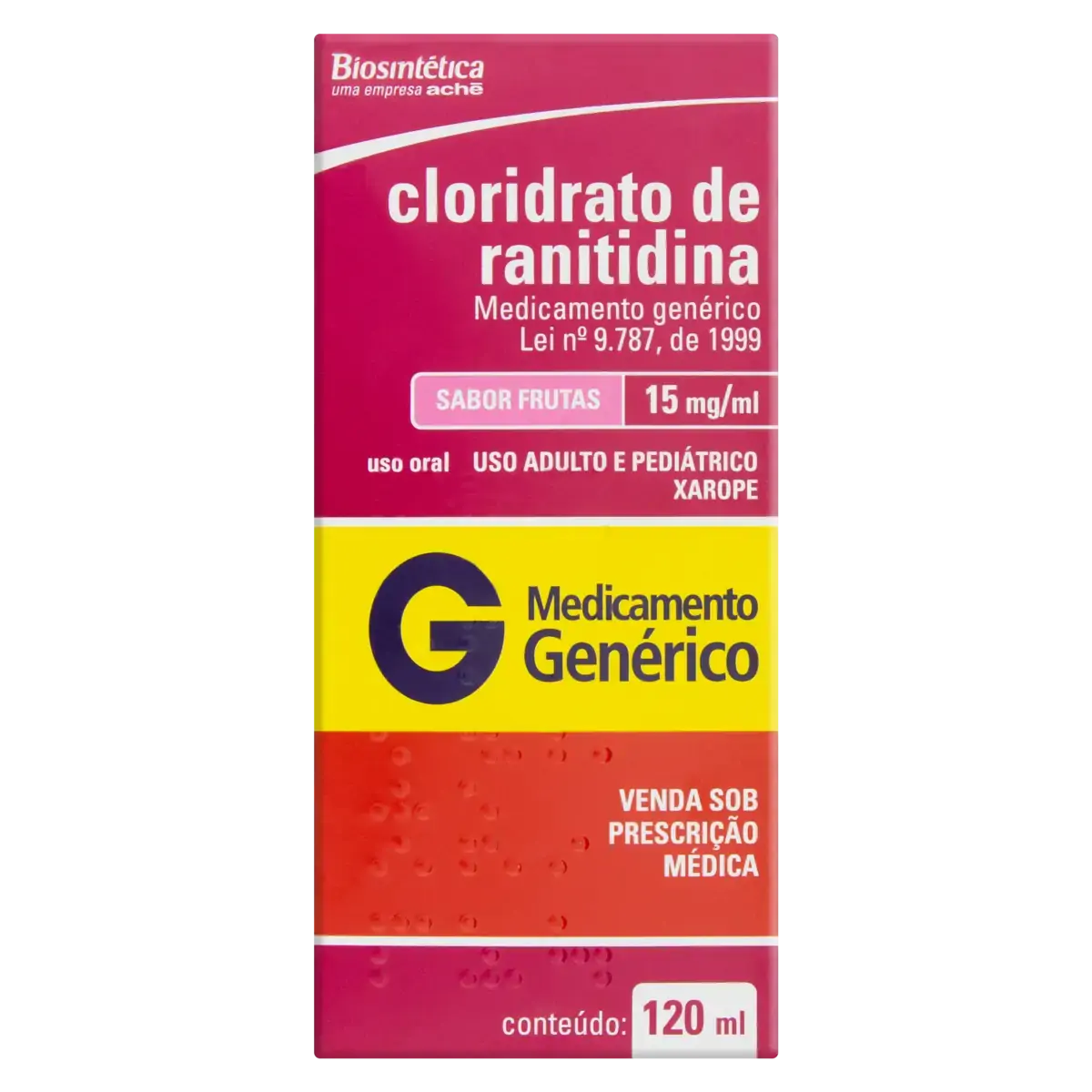 Xarope Cloridrato De Ranitidina 15mg/ml Frutas Aché Caixa 120ml