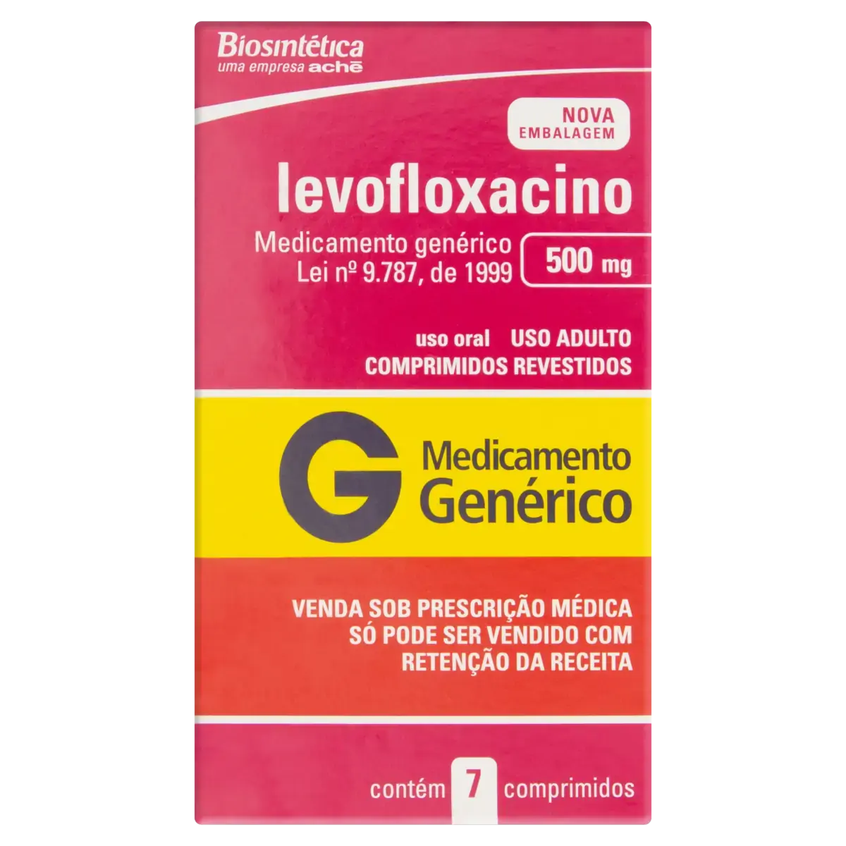 Levofloxacino 500mg Aché Caixa 7 Comprimidos Revestidos