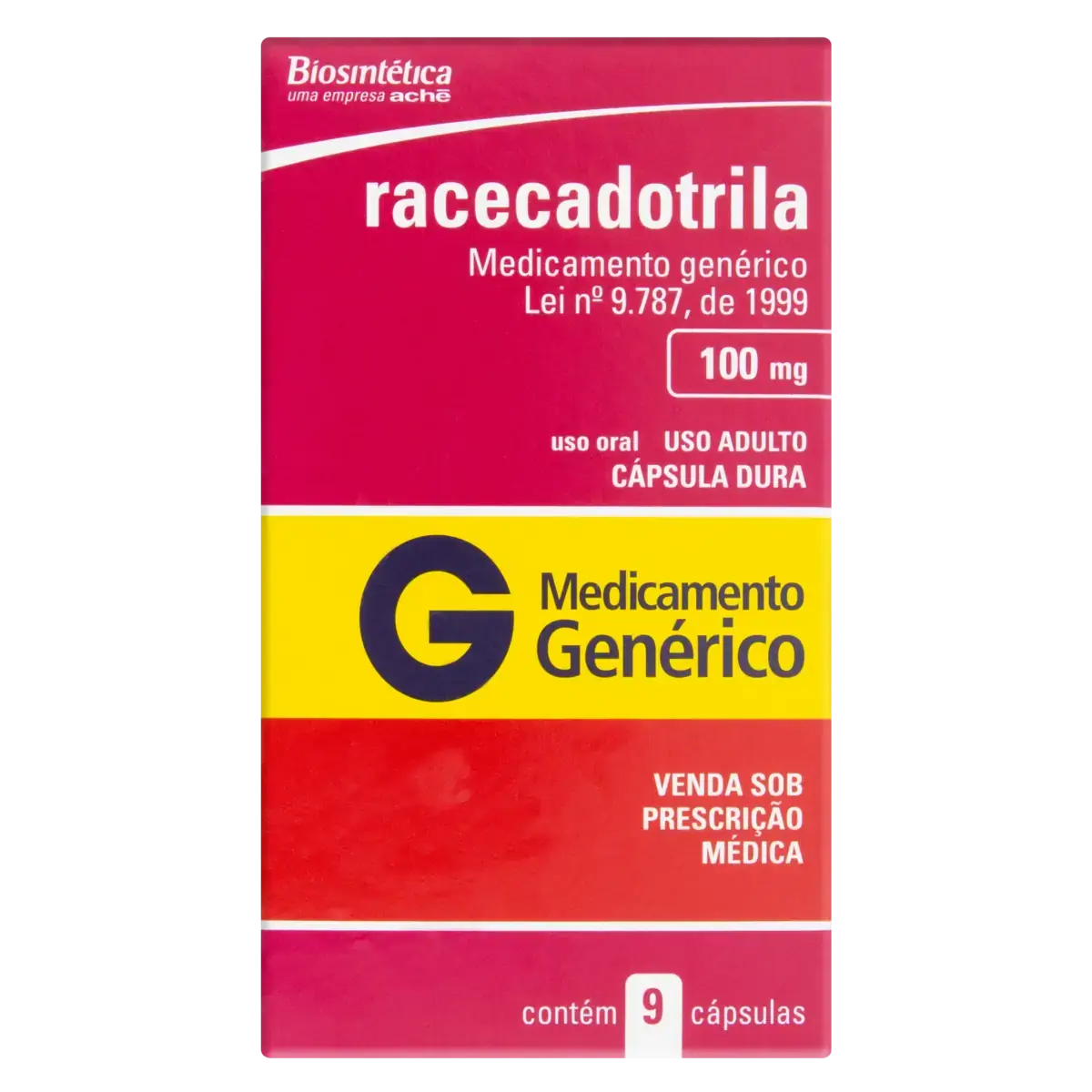 Racecadotrila 100mg Biosintética Caixa 9 Cápsulas