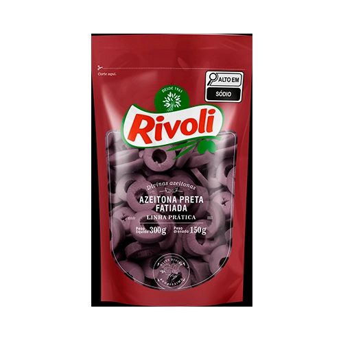 Azeitona Preta Em Conserva Fatiada Rivoli Sachê 150g