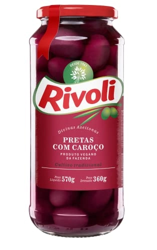 Azeitona Preta Em Conserva Com Caroço Rivoli Vidro 360g