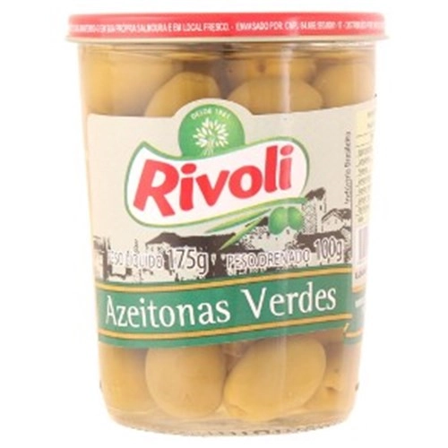 Azeitona Verde Em Conserva Com Caroço Rivoli Copo 100g