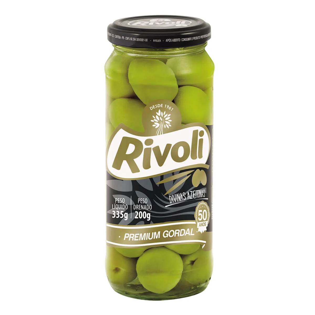 Azeitona Verde Em Conserva Gordal Rivoli Premium Vidro 200g