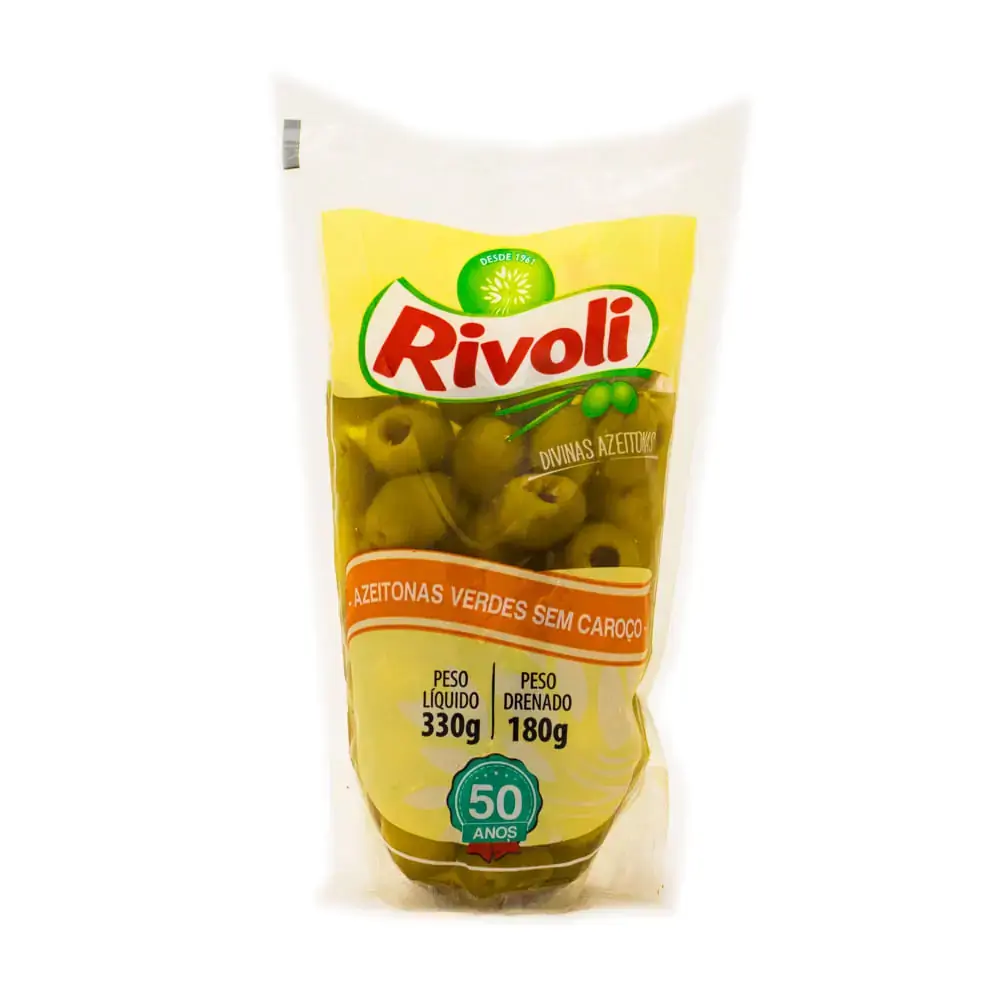 Azeitona Verde Em Conserva Sem Caroço Rivoli Sachê 150g