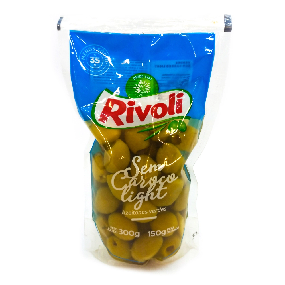 Azeitona Verde Em Conserva Sem Caroço Light Rivoli Sachê 150g