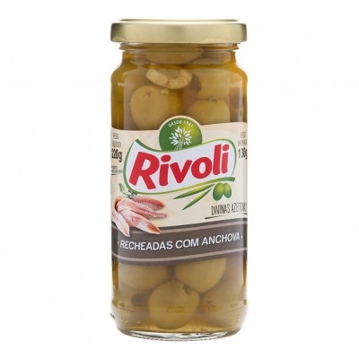Azeitona Verde Em Conserva Recheio Anchova Rivoli Vidro 130g