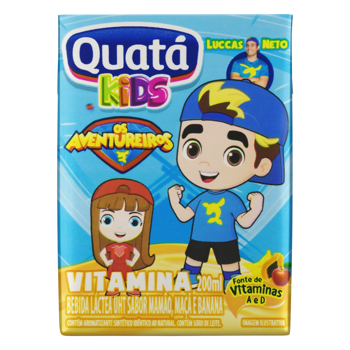 Bebida Láctea Uht Vitamina Os Aventureiros Luccas Neto Quatá Kids Caixa 200ml