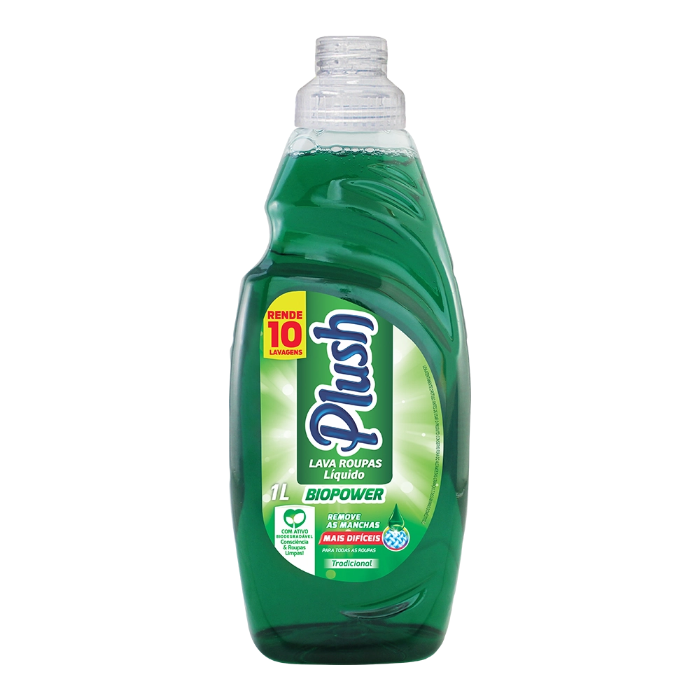 Lava Roupas Líquido Tradicional Plush Biopower Frasco 1l