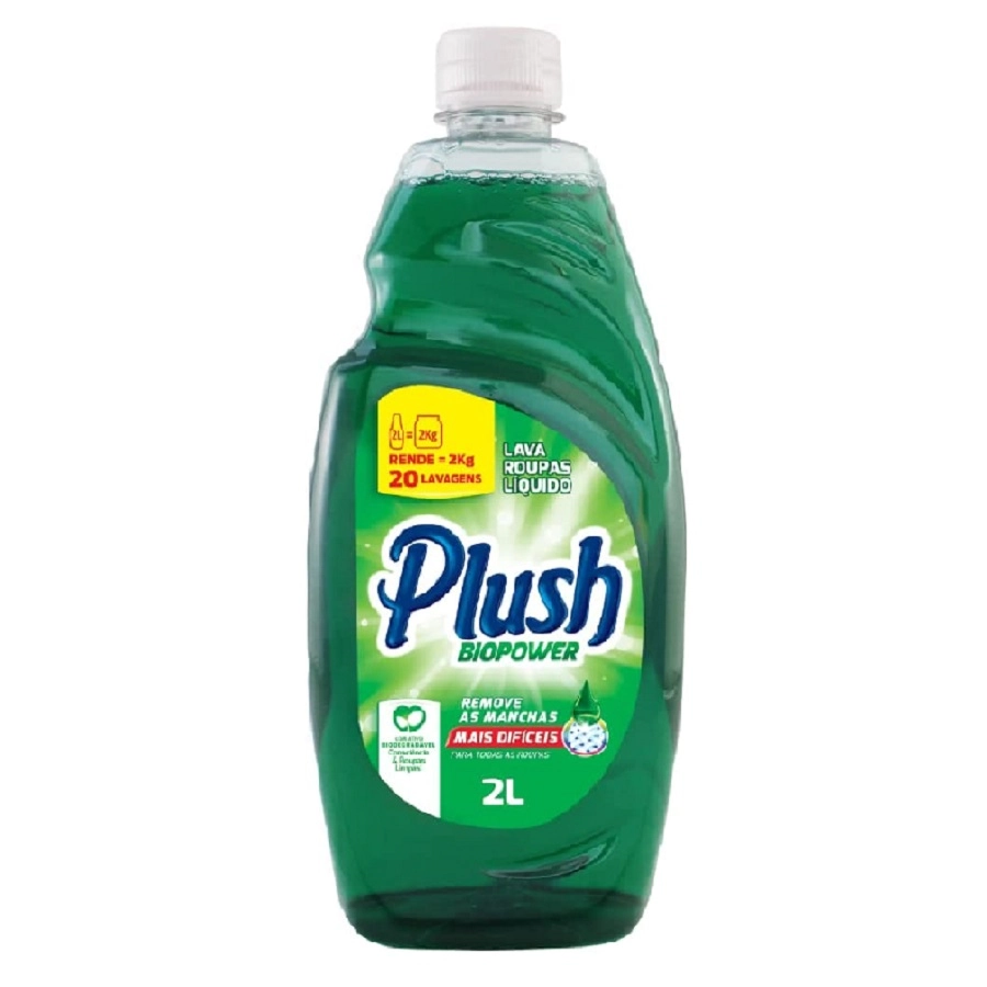 Lava Roupas Sabão Liquido para Limpeza Profunda de roupas Plush Biopower 2L